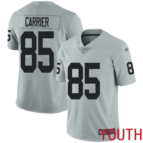Oakland Raiders Limited Silver Youth Derek Carrier Jersey NFL Football #85 Inverted Legend Jersey->youth nfl jersey->Youth Jersey